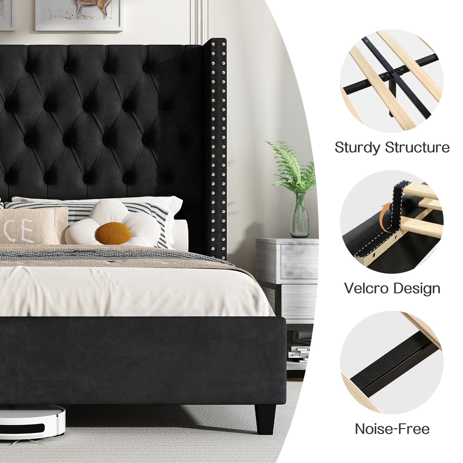 Fairfax Queen Bed Frame Amerlife-Black