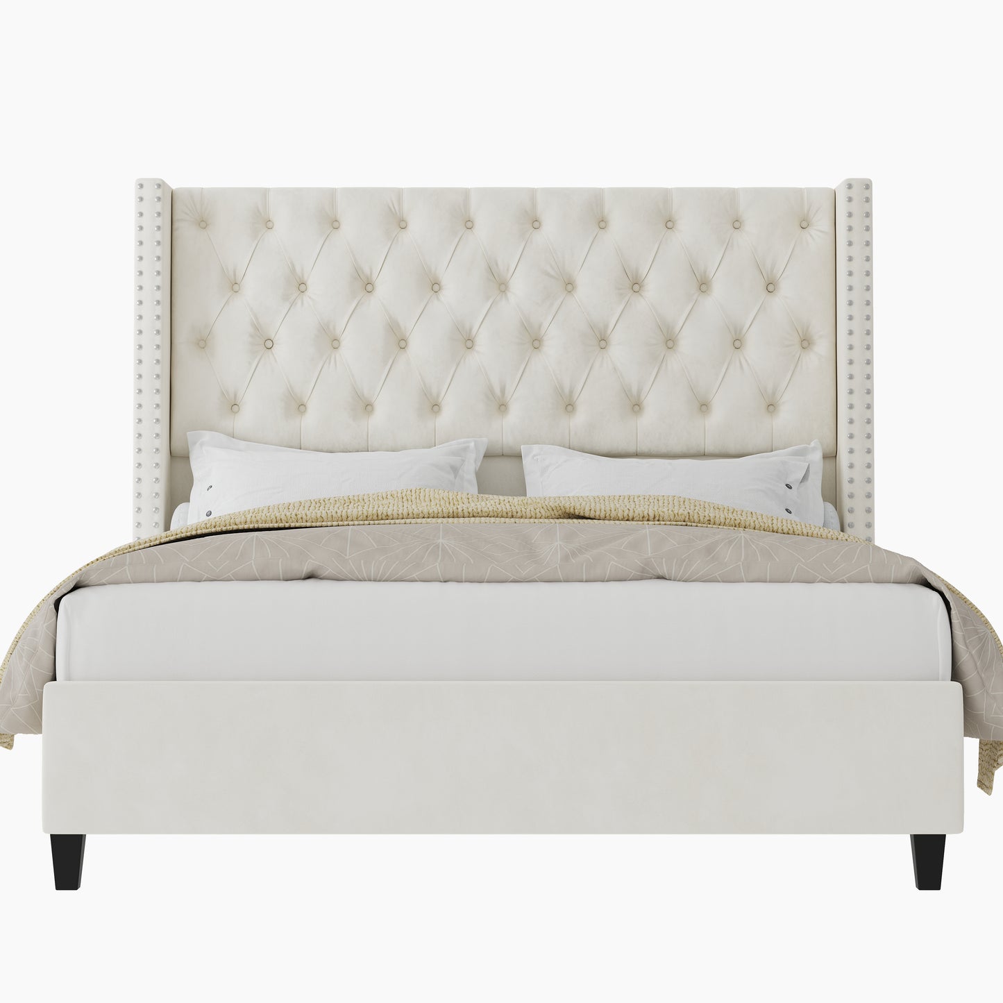 Fairfax Queen Bed Frame Amerlife-Cream