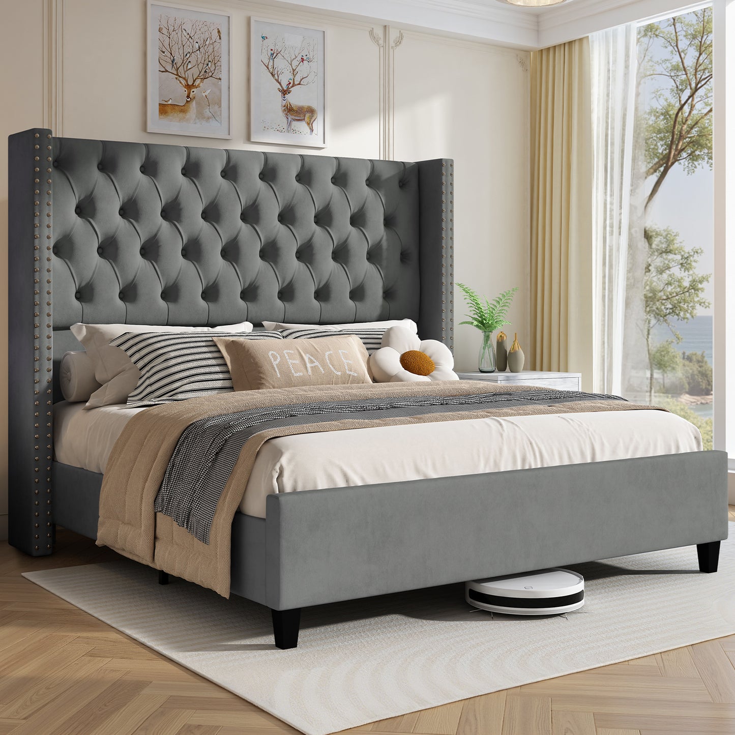 Fairfax Queen Bed Frame Amerlife-Light Grey