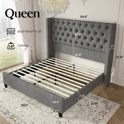 Fairfax Queen Bed Frame Amerlife-Light Grey
