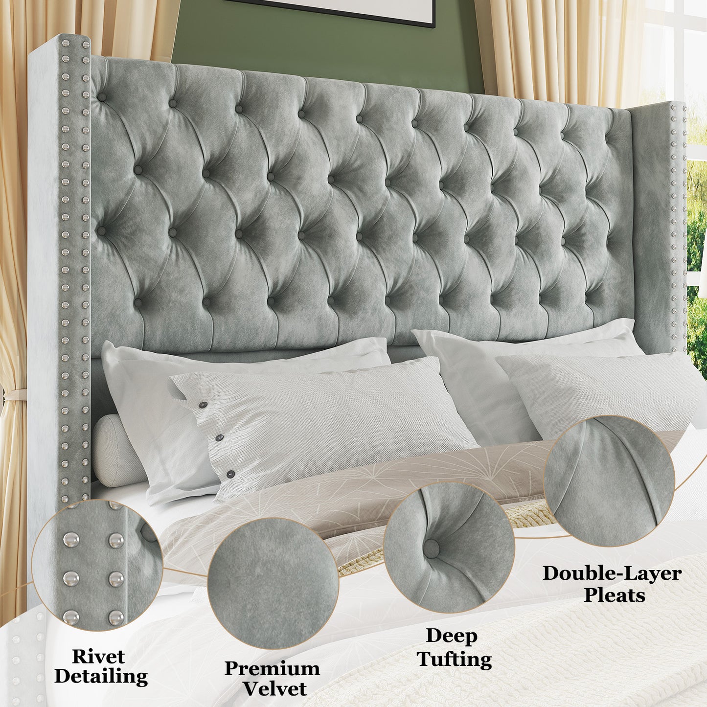 Fairfax Queen Bed Frame Amerlife-Light Grey
