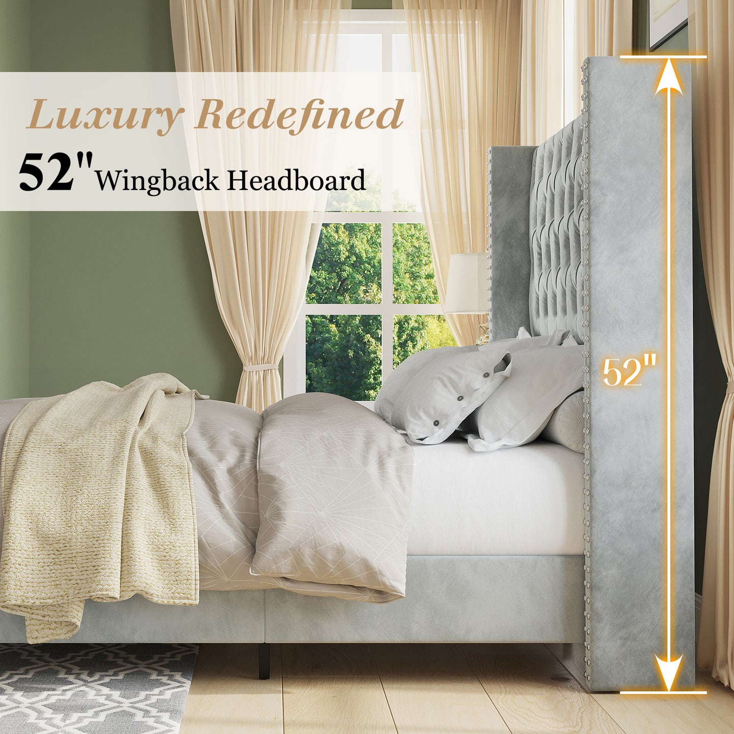 Fairfax Queen Bed Frame Amerlife-Light Grey