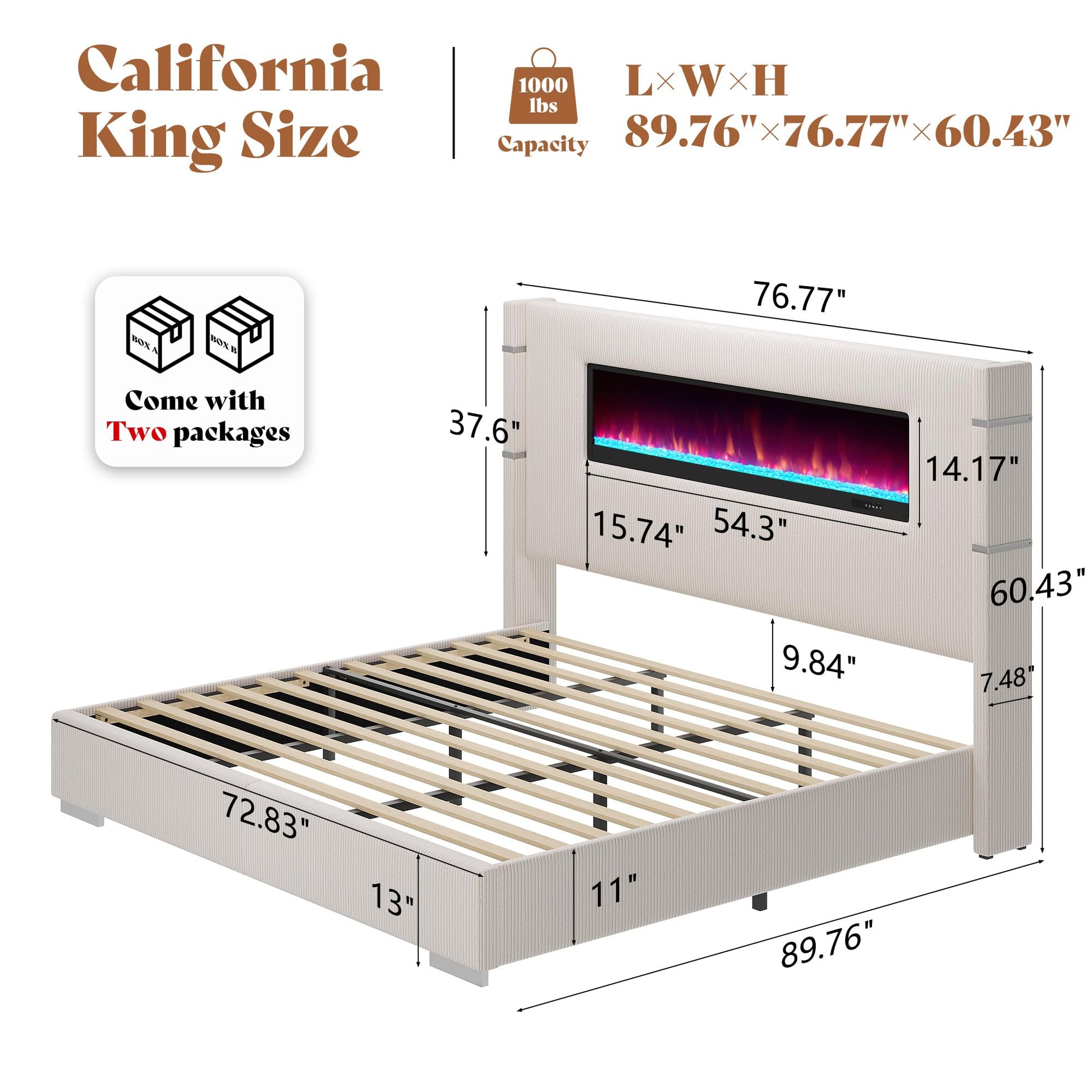 Chambers Bed Frame with Fireplace Amerlife-CM