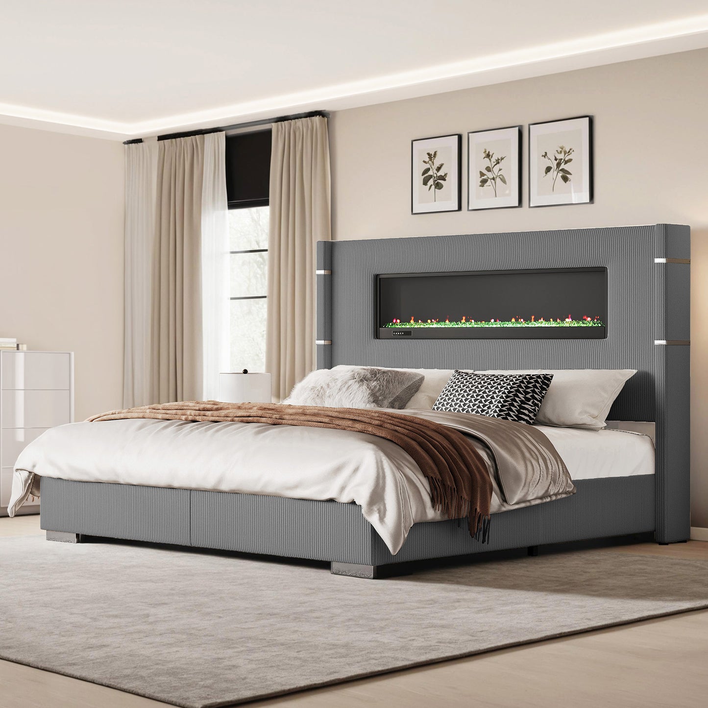 Chambers Bed Frame with Fireplace Amerlife-KG