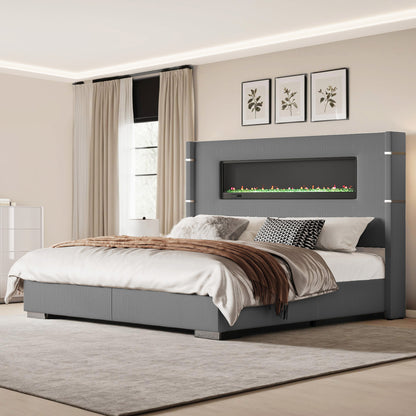 Chambers Bed Frame with Fireplace Amerlife-KG