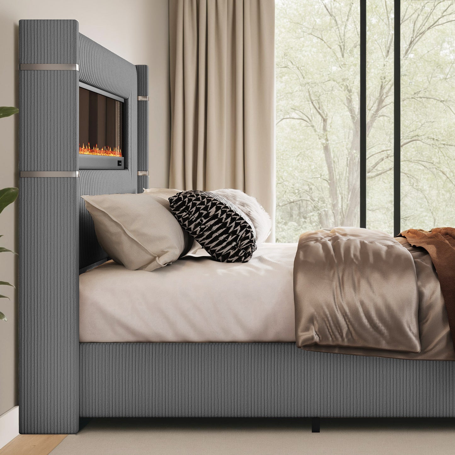 Chambers Bed Frame with Fireplace Amerlife-KG
