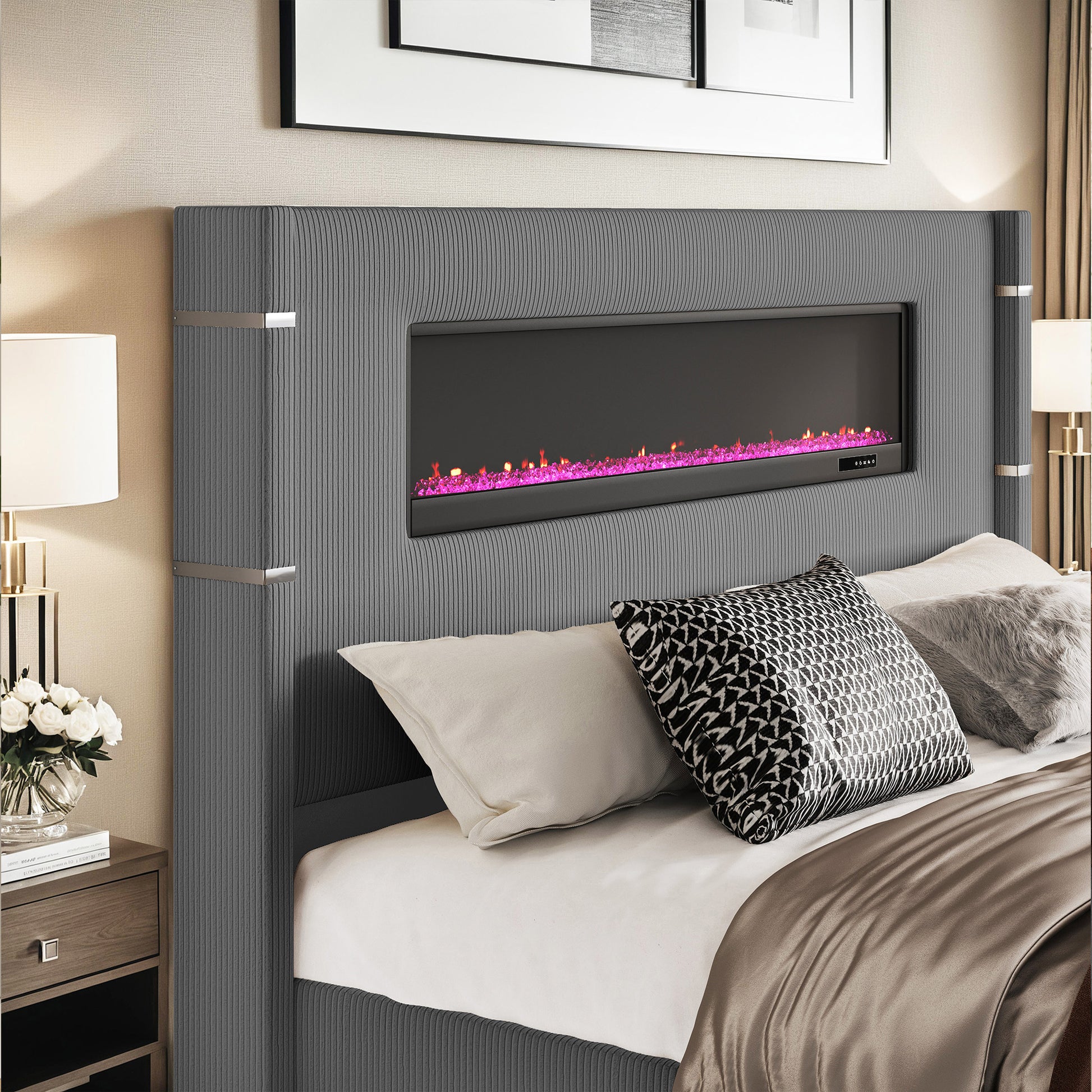 Chambers Bed Frame with Fireplace Amerlife-KG