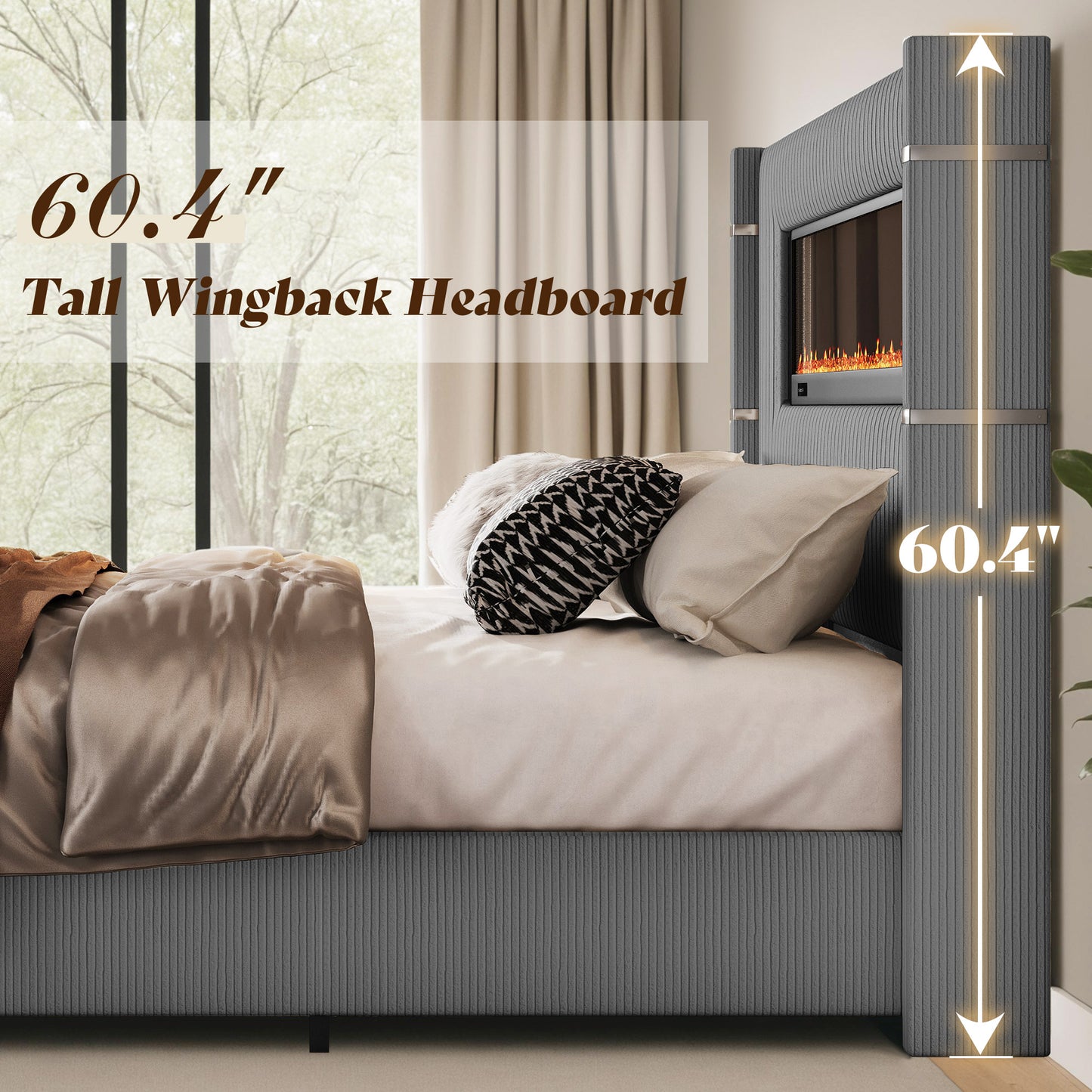 Chambers Bed Frame with Fireplace Amerlife-KG