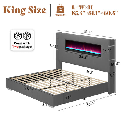 Chambers Bed Frame with Fireplace Amerlife-KG
