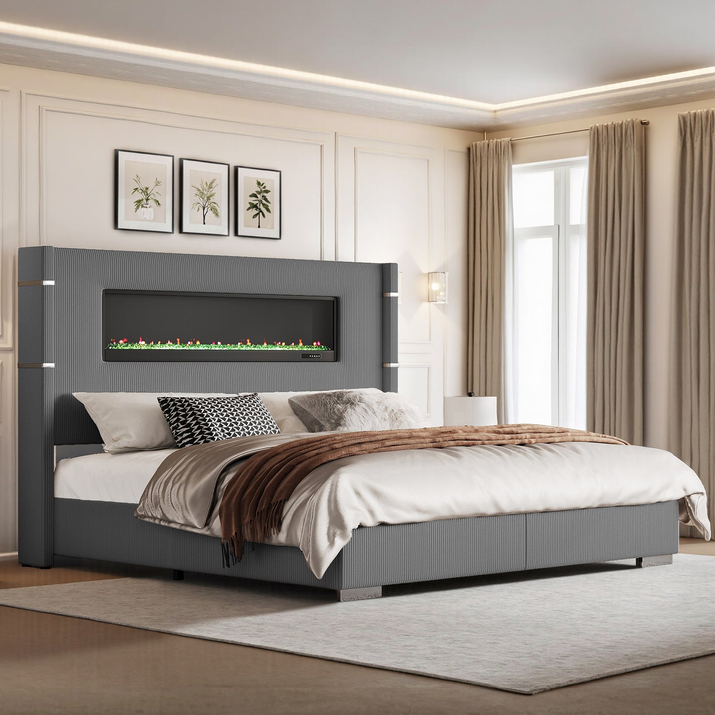 Chambers Bed Frame with Fireplace Amerlife-KG