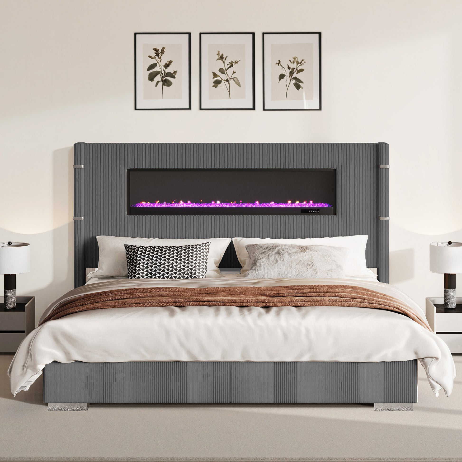 Chambers Bed Frame with Fireplace Amerlife-KG