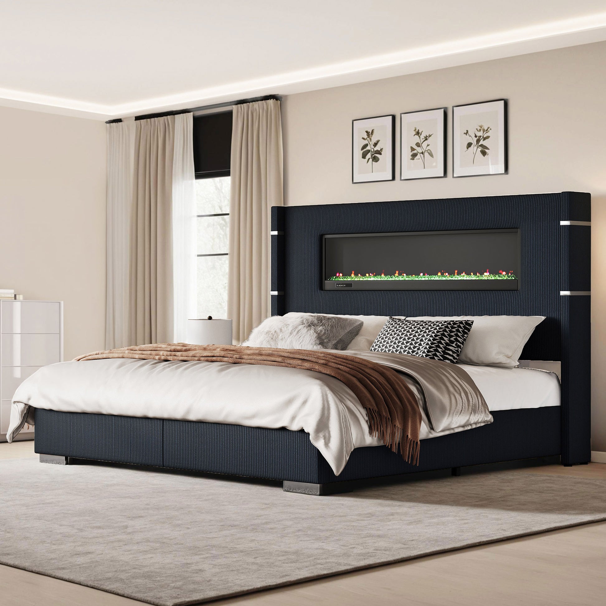 Chambers Bed Frame with Fireplace Amerlife-QH
