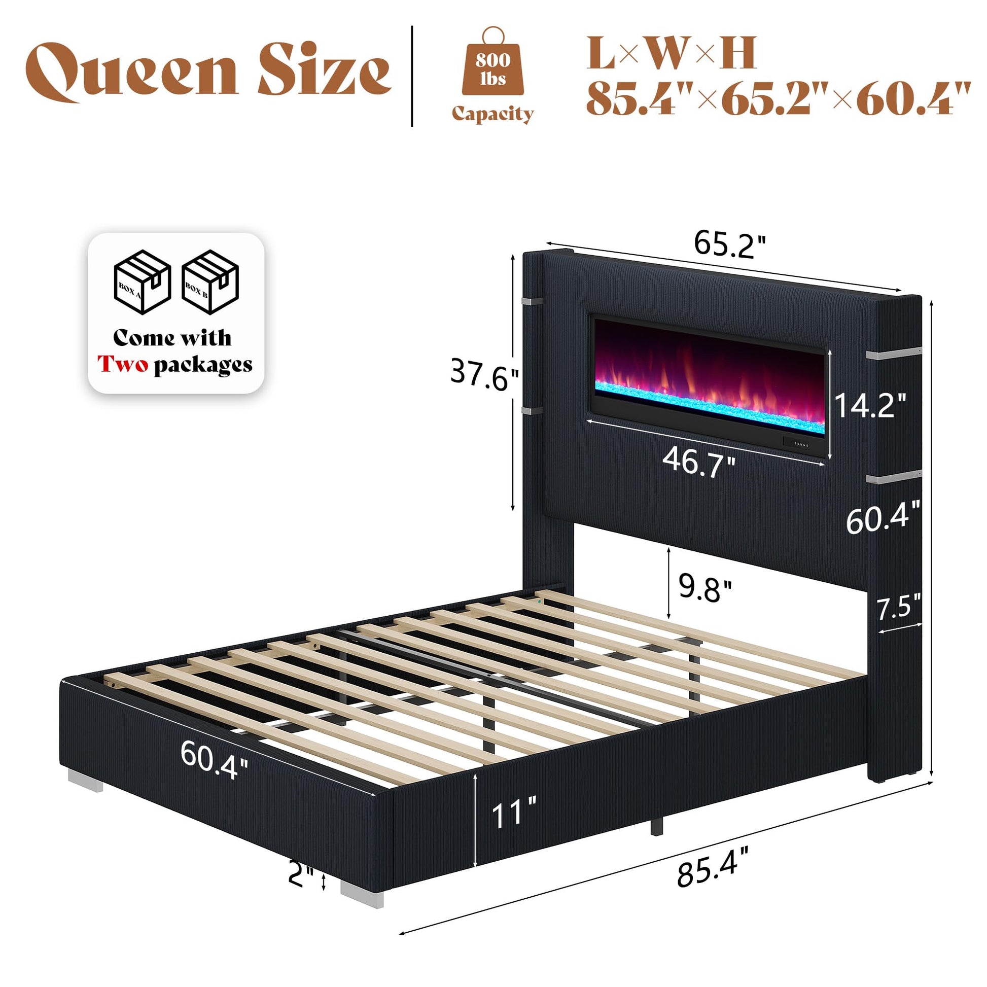 Chambers Bed Frame with Fireplace Amerlife-QH