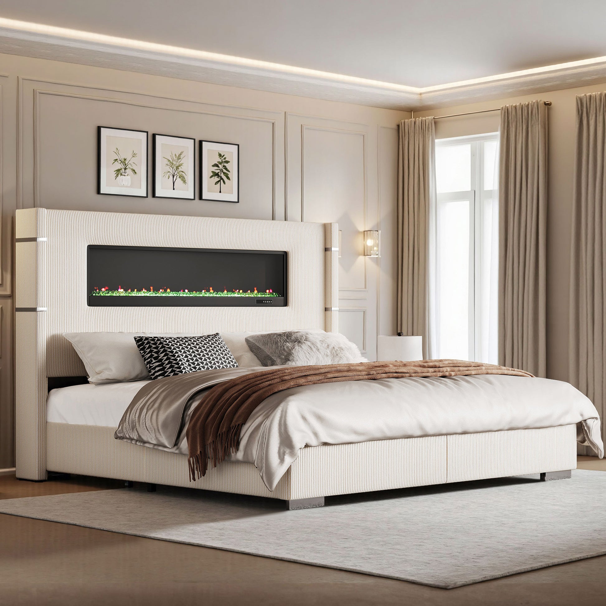 Chambers Bed Frame with Fireplace Amerlife-QM