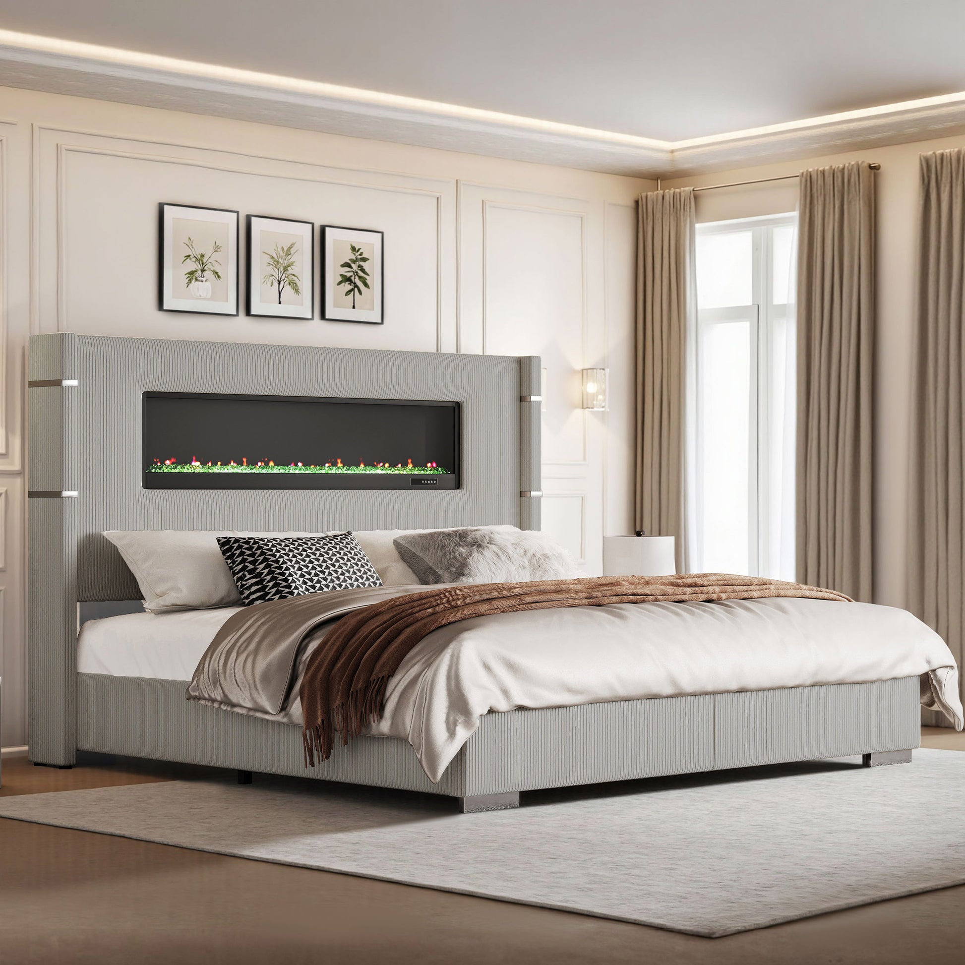 Chambers Bed Frame with Fireplace Amerlife-QS