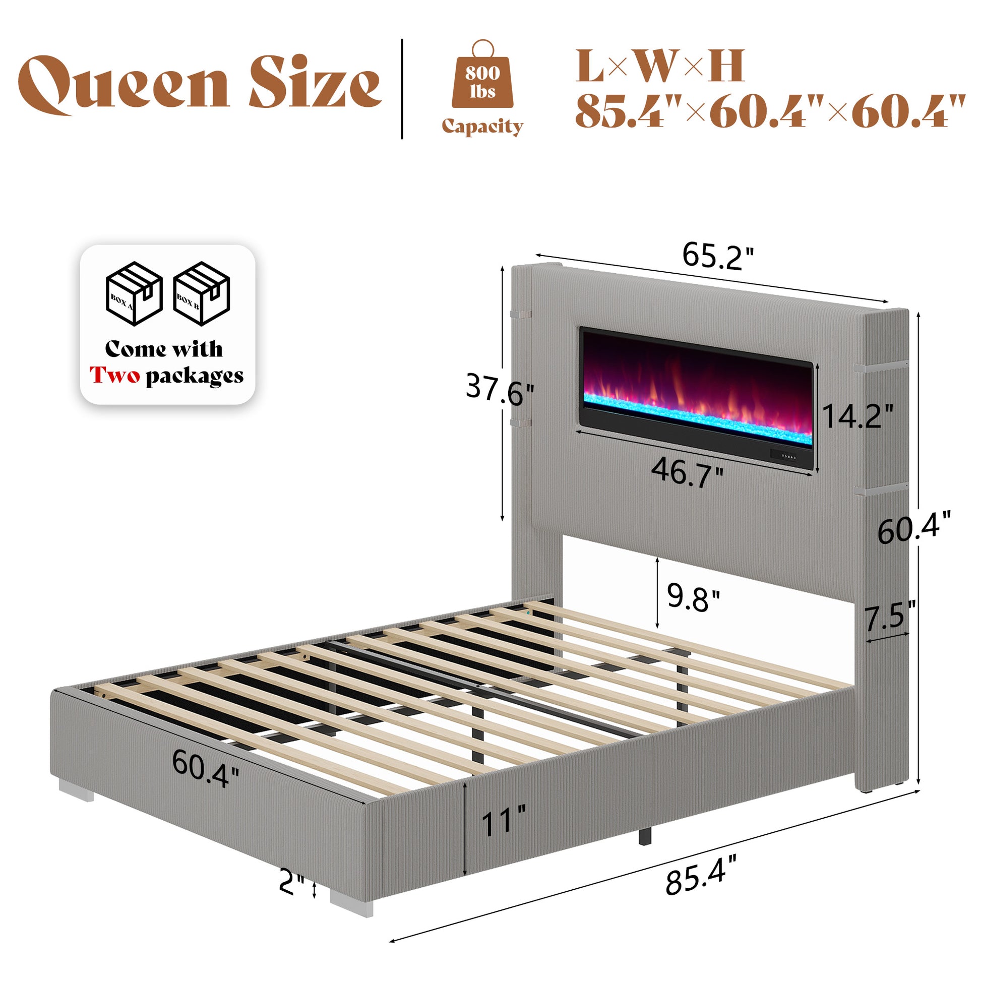 Chambers Bed Frame with Fireplace Amerlife-QS