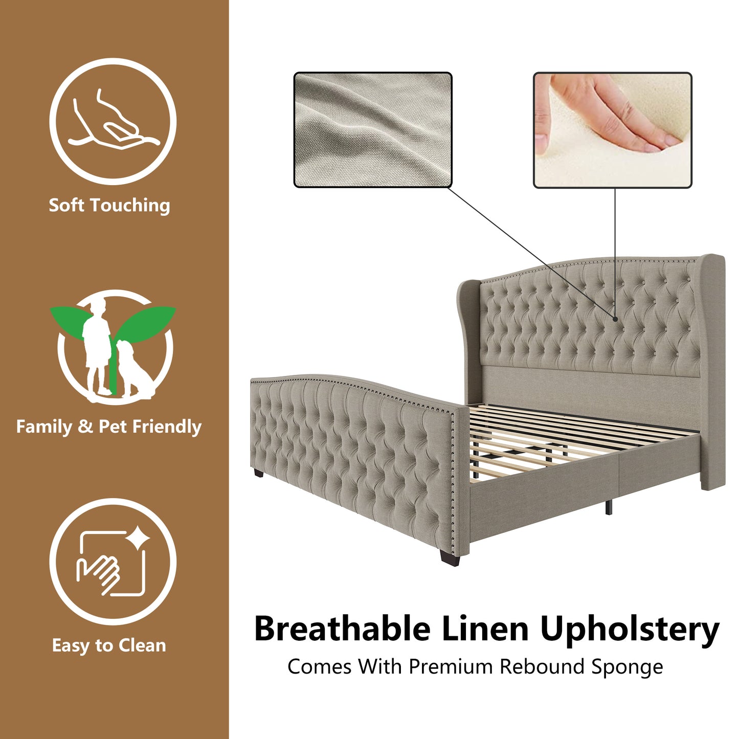 McCarthy California King Bed Frame Amerlife Beige