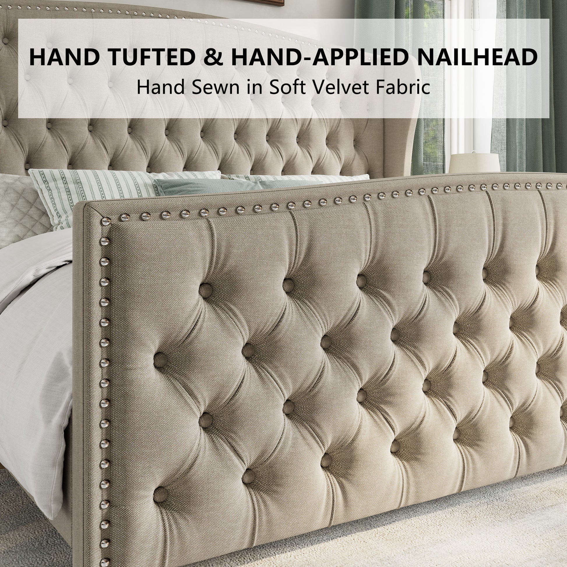 McCarthy King Bed Frame Amerlife Beige