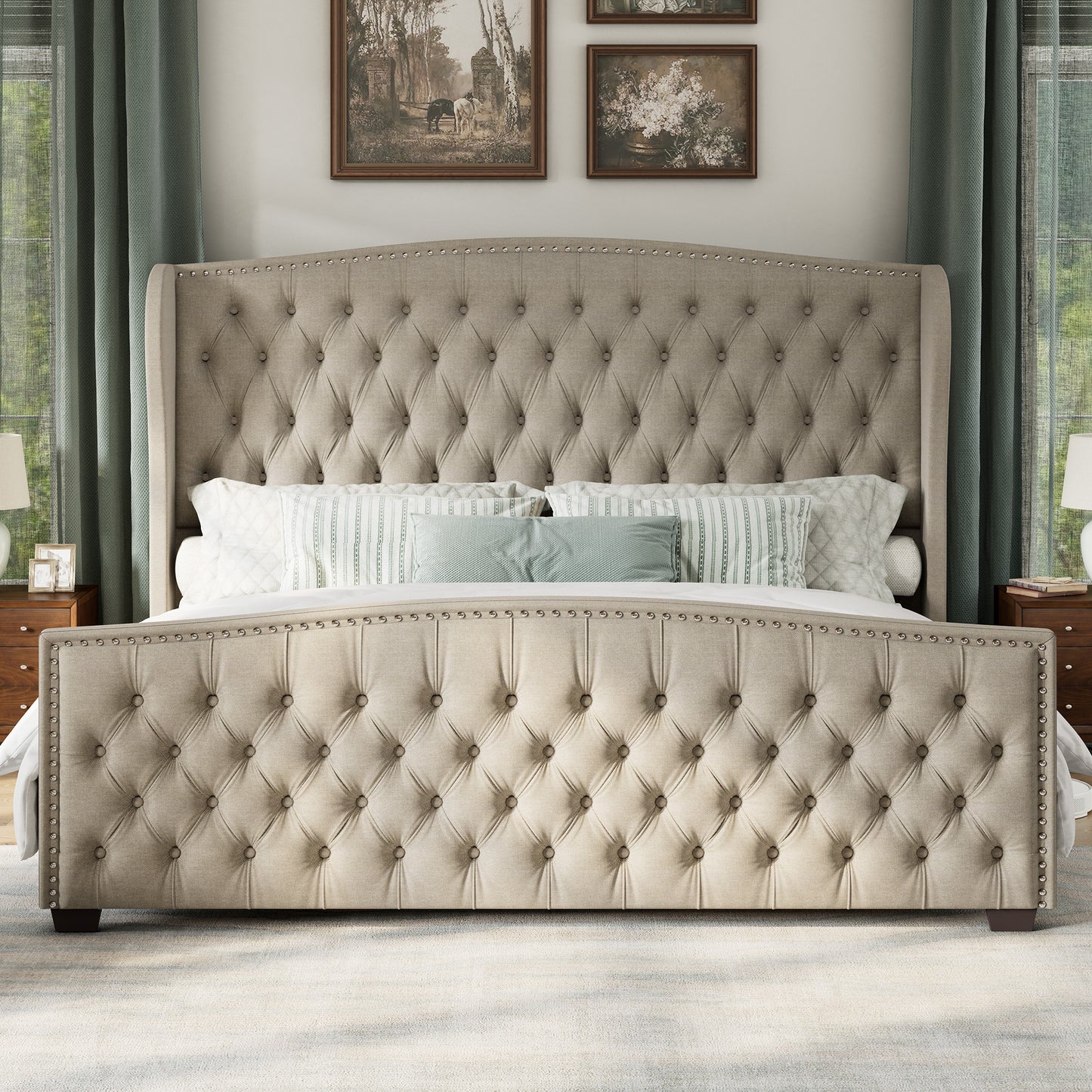 McCarthy Queen Bed Frame Amerlife Beige