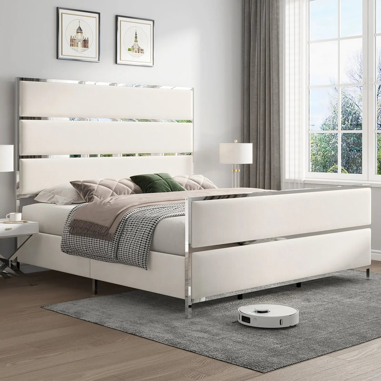 Tall White Tufted Bed Frame Full Queen King 54 3 Tall Bed Frame