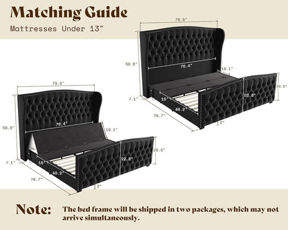 Astoria 51"H Adjustable Bed Frame Amerlife King / Black