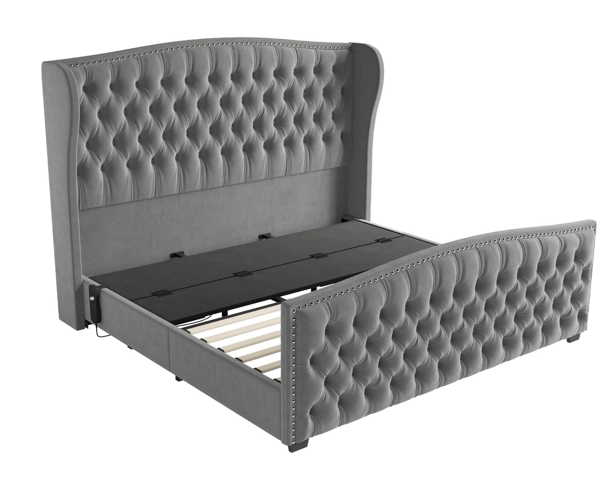 Astoria 51"H Adjustable Bed Frame Amerlife King / Grey