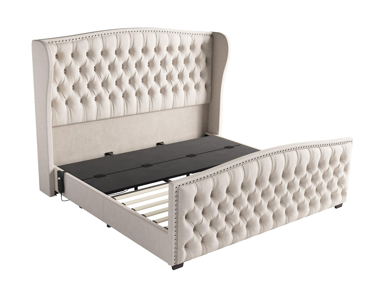 Astoria 51"H Adjustable Bed Frame Amerlife Queen / Cream