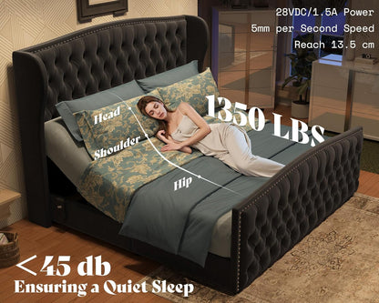 Astoria 51"H Adjustable Bed Frame Amerlife Queen / Black