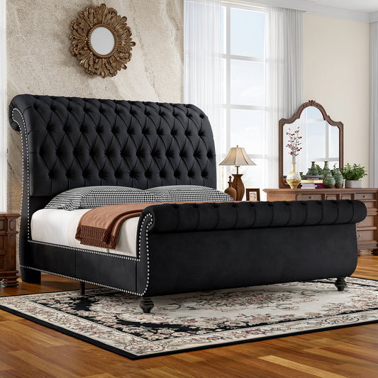 Windsor Sleigh Bed Frame Amerlife-K Black