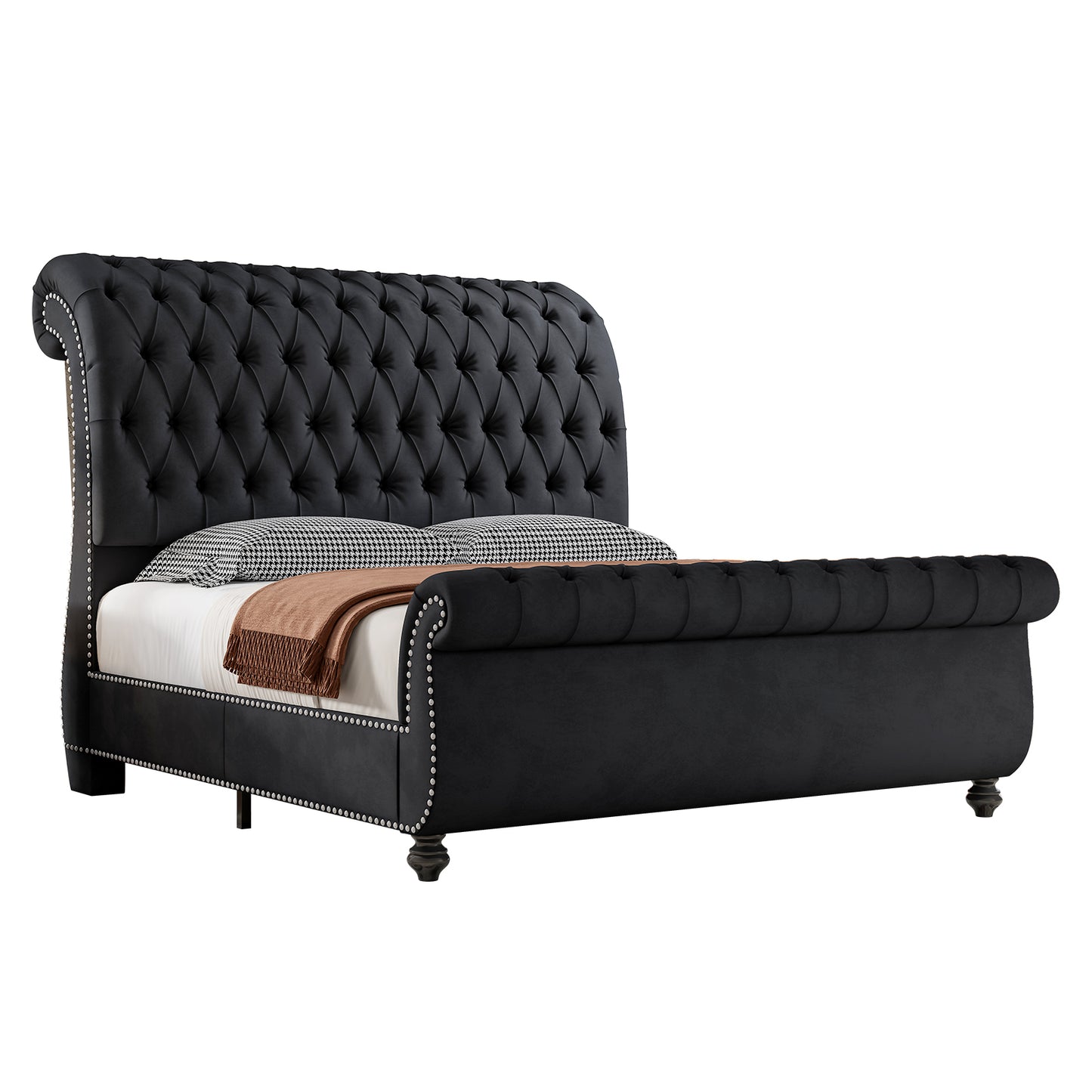 Windsor Sleigh Bed Frame Amerlife-K Black