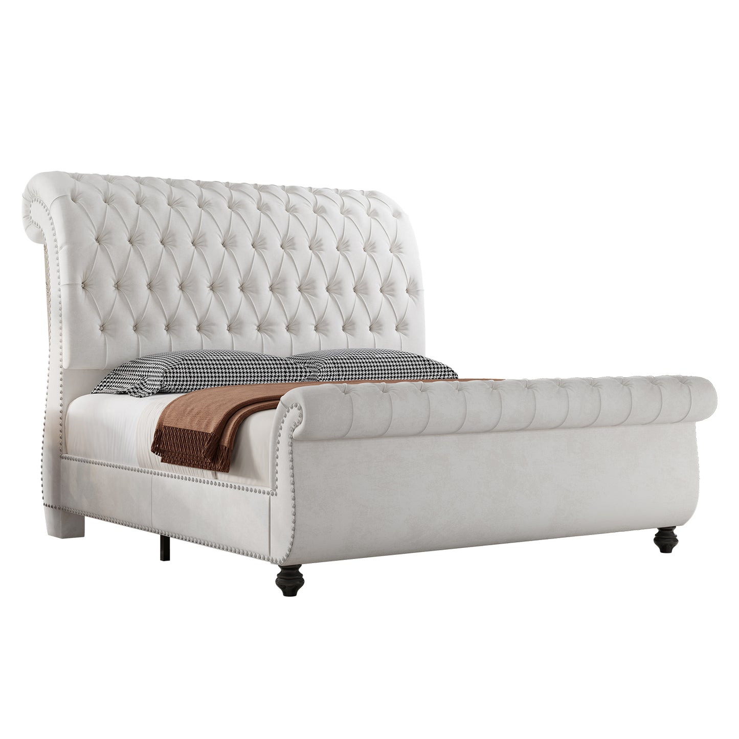 Windsor Sleigh Bed Frame Amerlife-K White