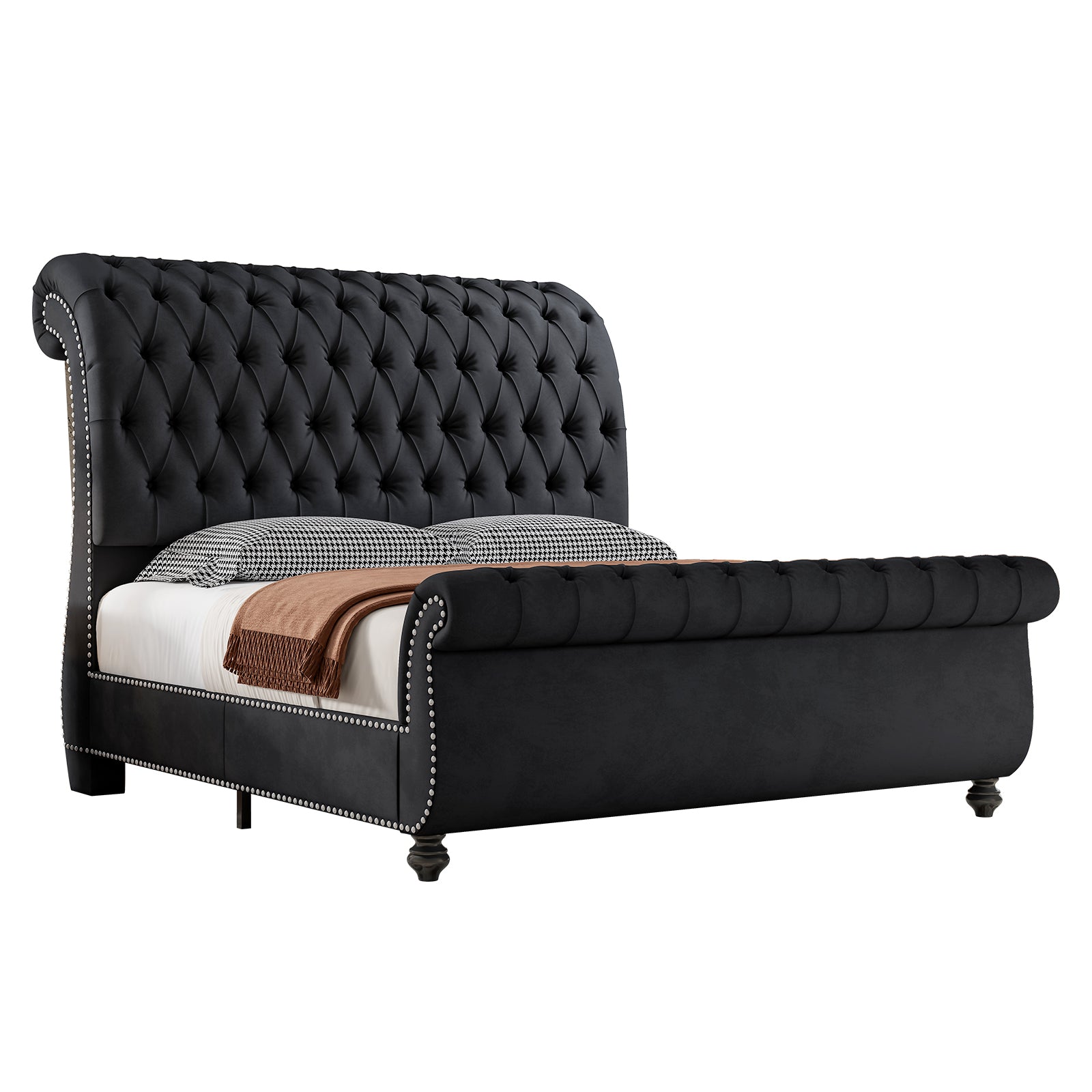 Windsor Sleigh Bed Frame Amerlife-Q Black