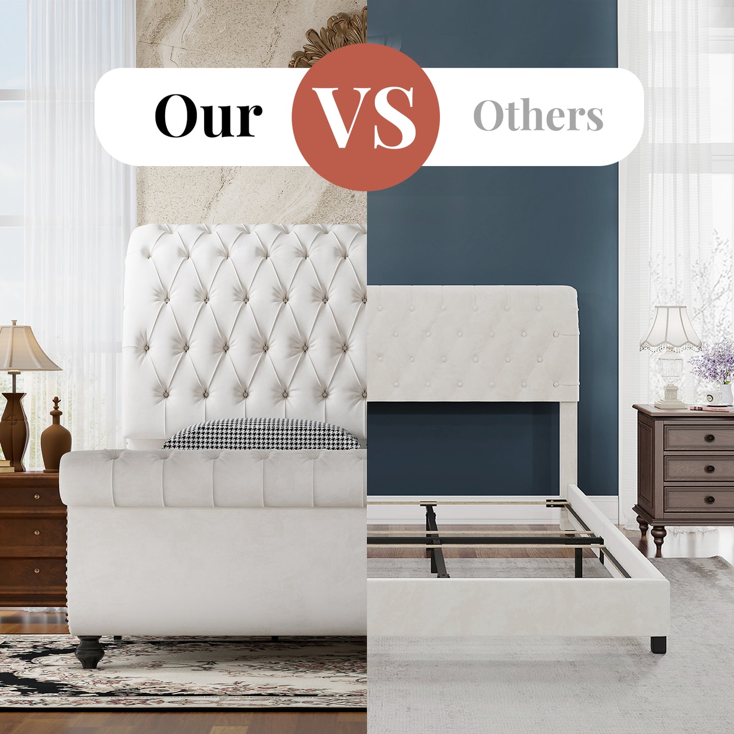 Windsor Sleigh Bed Frame Amerlife-Q White