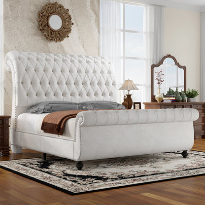 Windsor Sleigh Bed Frame Amerlife-Q White