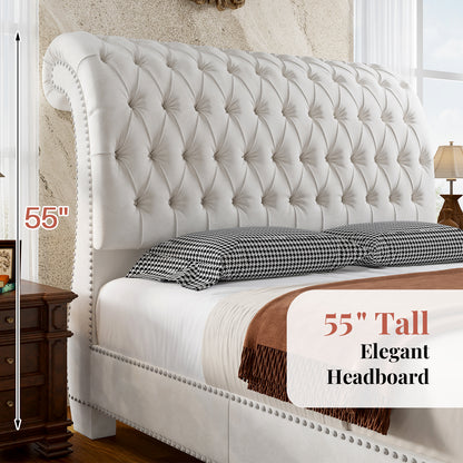 Windsor Sleigh Bed Frame Amerlife-Q White