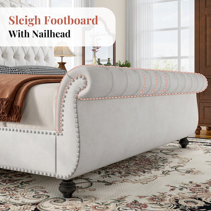 Windsor Sleigh Bed Frame Amerlife-Q White
