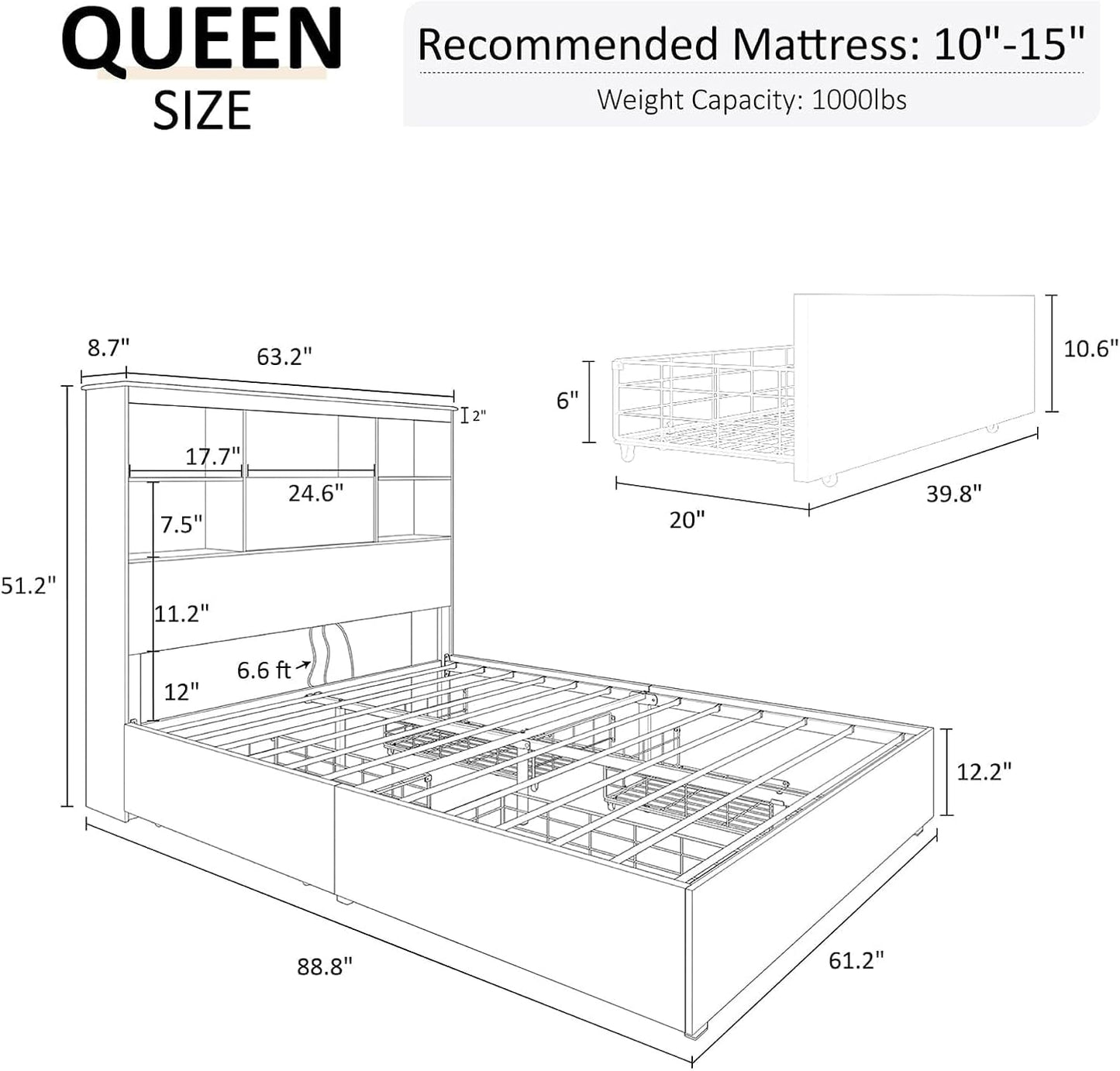 Camden Farmhouse Queen Bed & Dresser 2-Piece Set Amerlife
