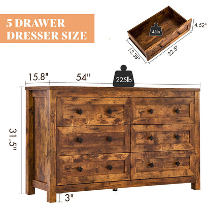 Camden Farmhouse Queen Bed & Dresser 2-Piece Set Amerlife
