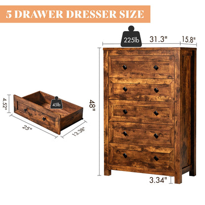 Camden Farmhouse Queen Bed & 5-Drawer Dresser Set Amerlife