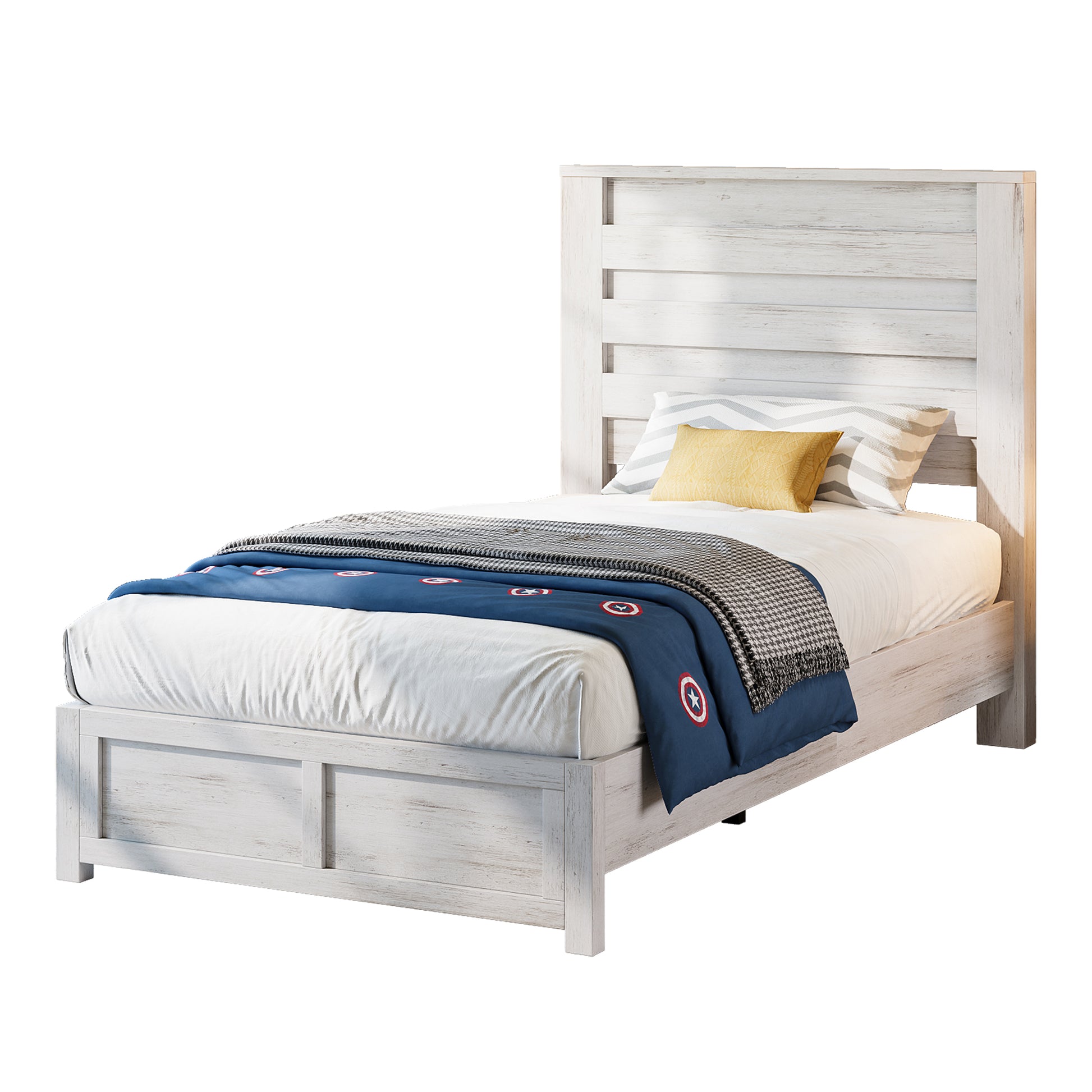 Sequoia Twin Farmhouse Bed Frame Amerlife Distressed White