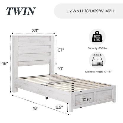 Sequoia Twin Farmhouse Bed Frame Amerlife Distressed White
