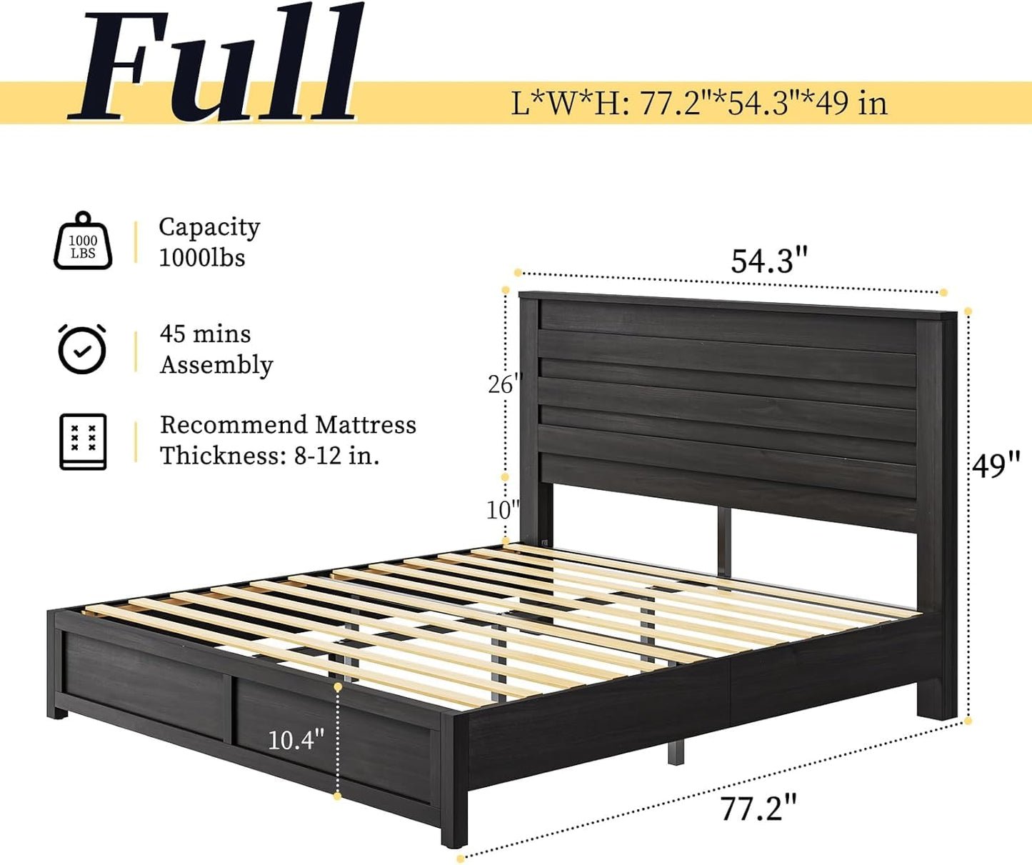 Sequoia 2-Piece Farmhouse Bedroom Set Full Black