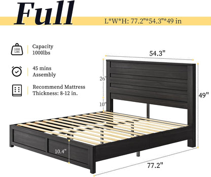 Sequoia 2-Piece Farmhouse Bedroom Set Full Black