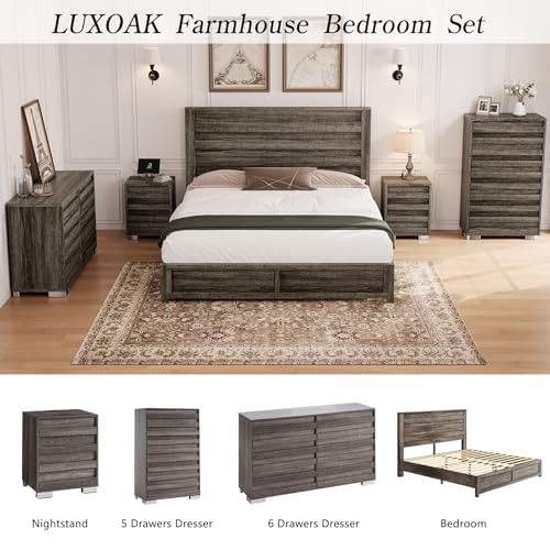 Sequoia 2-Piece Farmhouse Bedroom Set King Rustic Gray