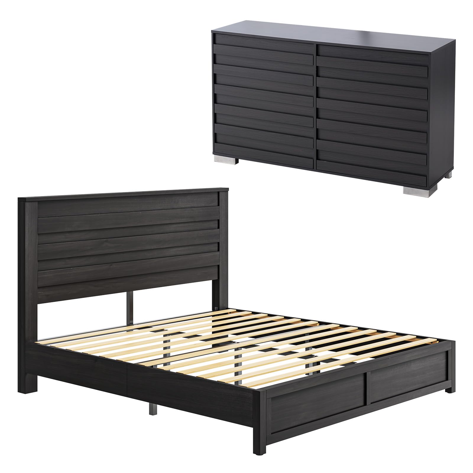 Sequoia 2-Piece Farmhouse Bedroom Set Queen Black