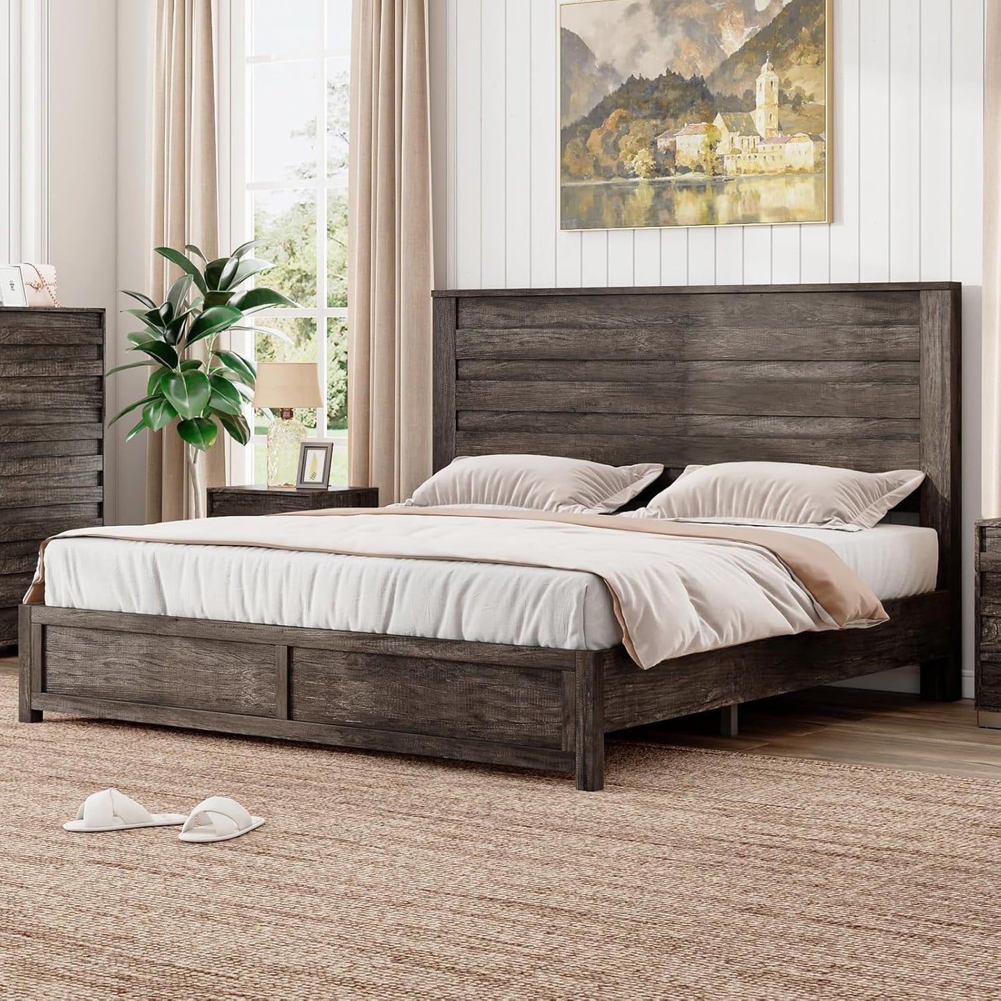 Sequoia 2-Piece Farmhouse Bedroom Set Queen Rustic Gray