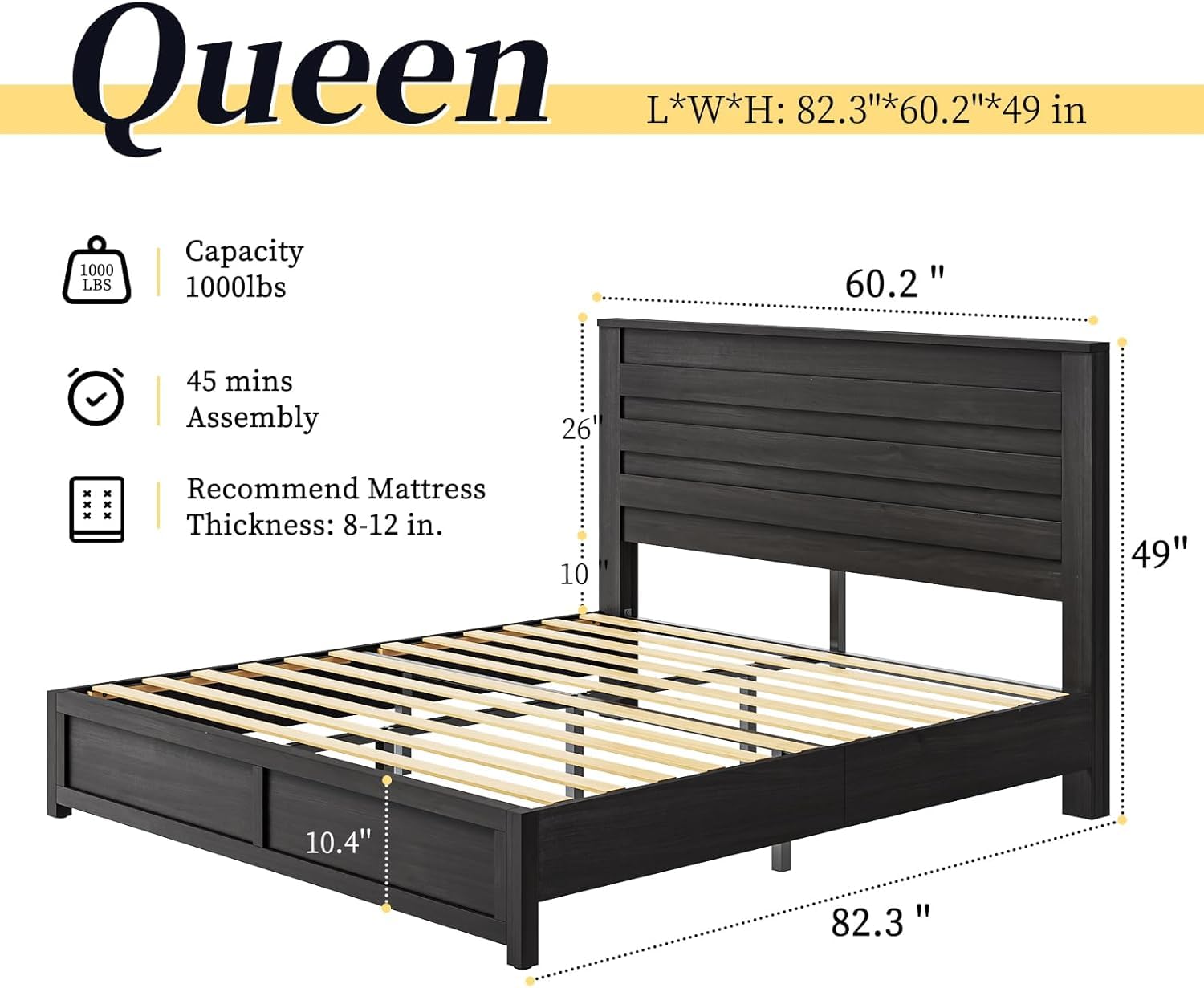 Sequoia 2-Piece Farmhouse Bedroom Set Queen Black