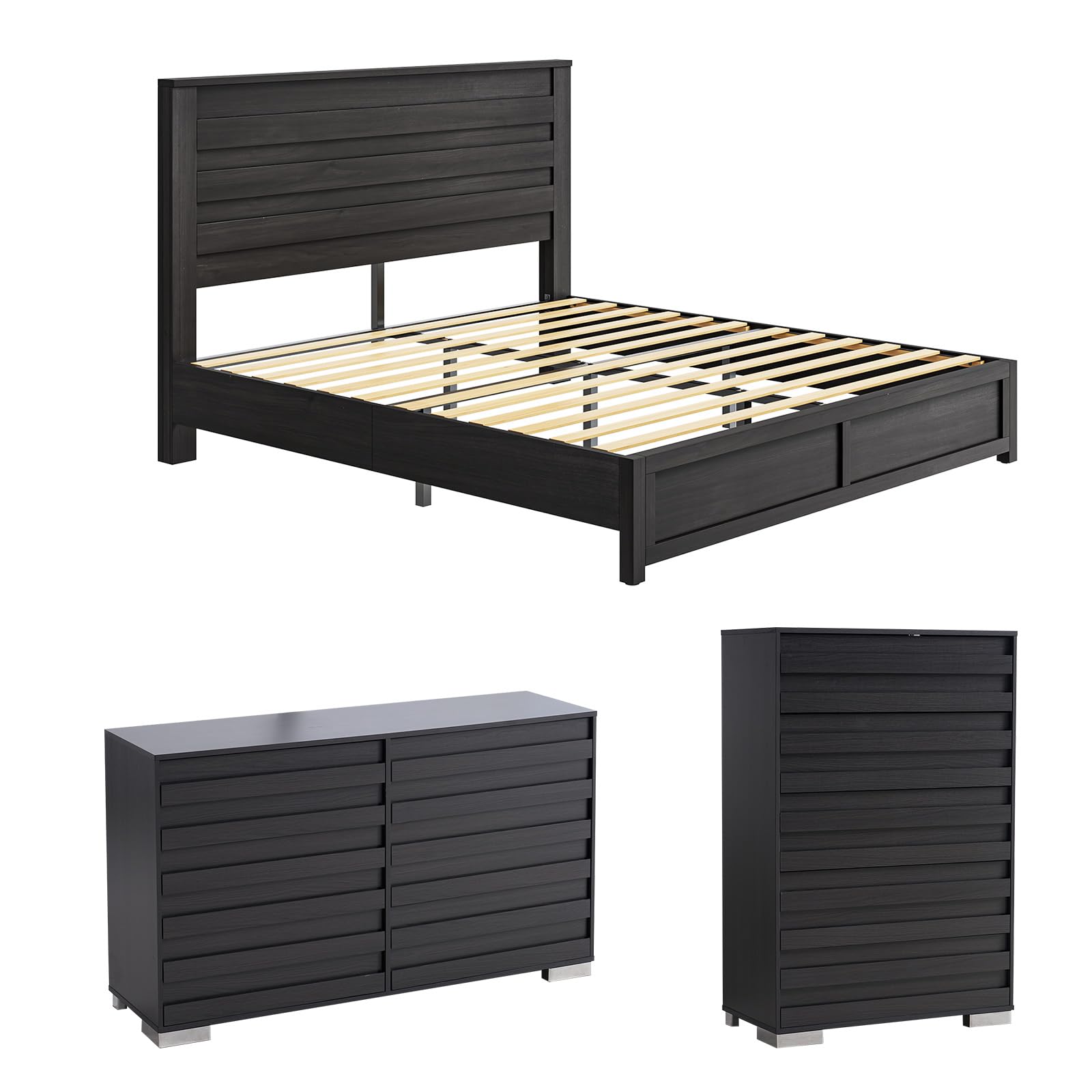 Sequoia Farmhouse 3-Piece Bedroom Set Queen Black