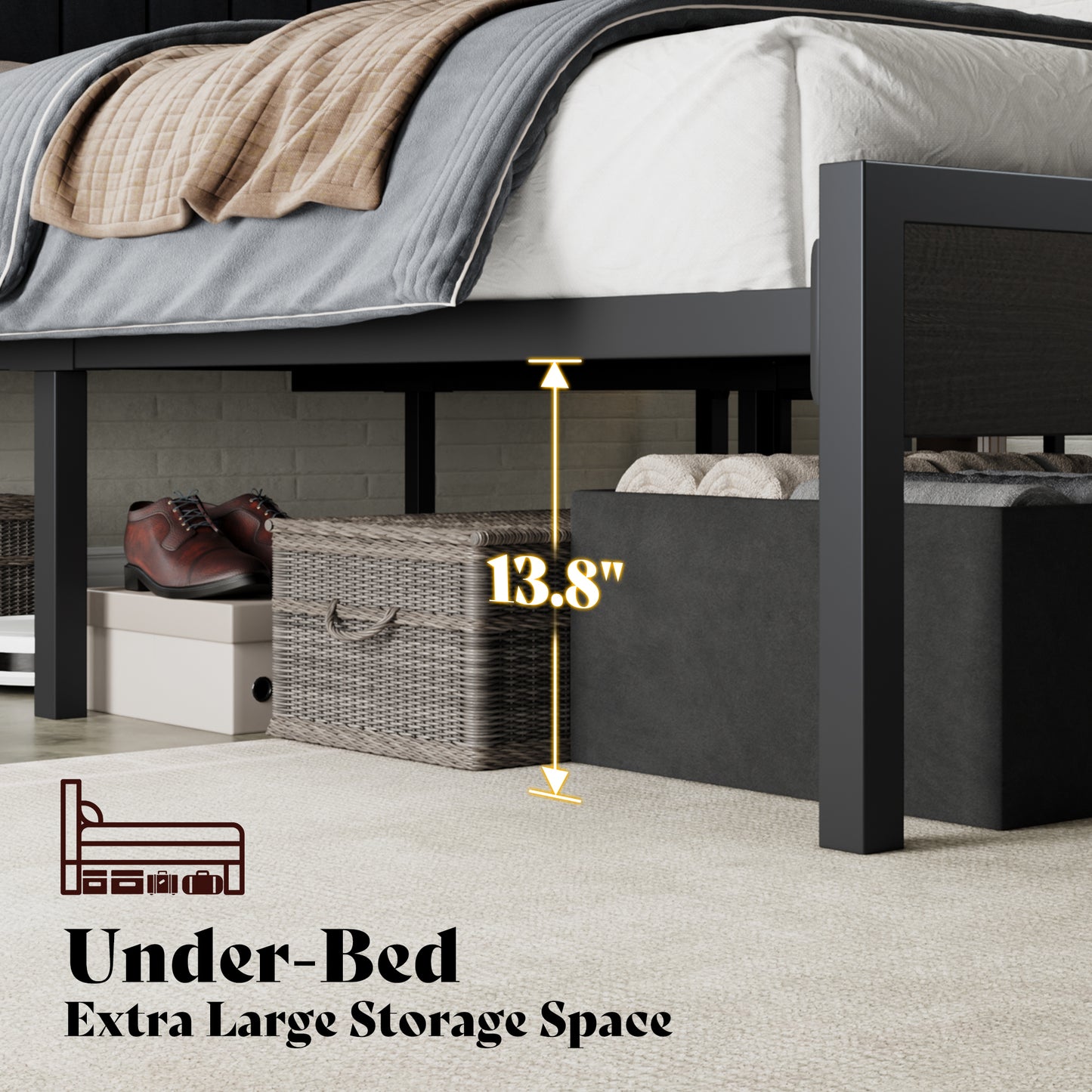 Veltrix LED Storage Velvet Bed Frame Amerlife King / Black