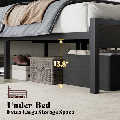 Veltrix LED Storage Velvet Bed Frame Amerlife King / Black